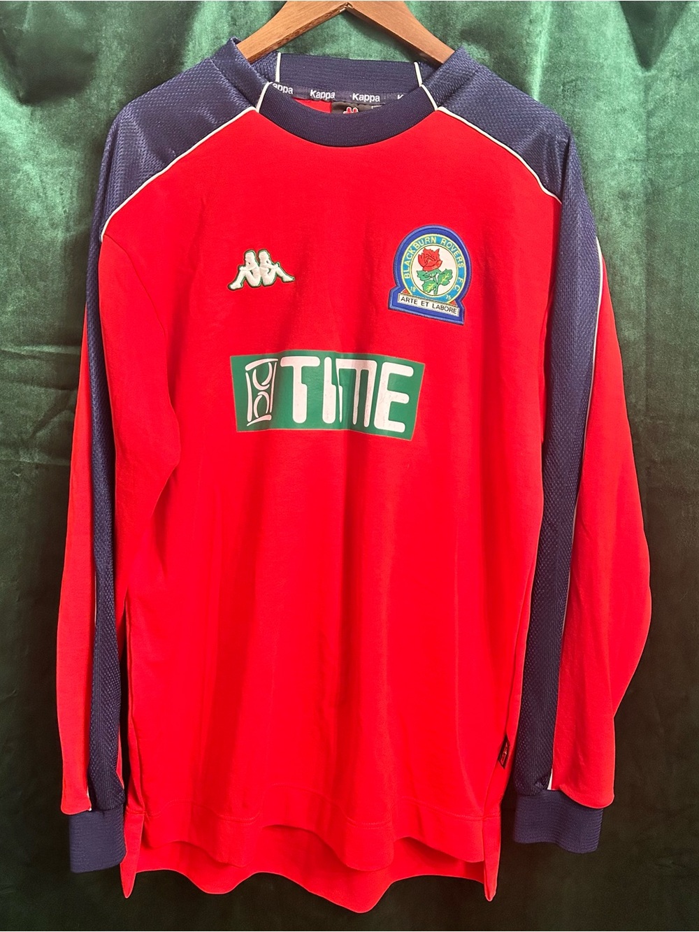 Kappa 2000/01 Blackburn Rovers Red & Navy Long-Sleeve GK jersey